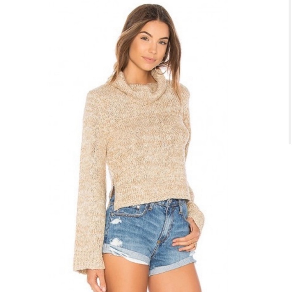 MINKPINK Mustard Crop Turtleneck Sweater